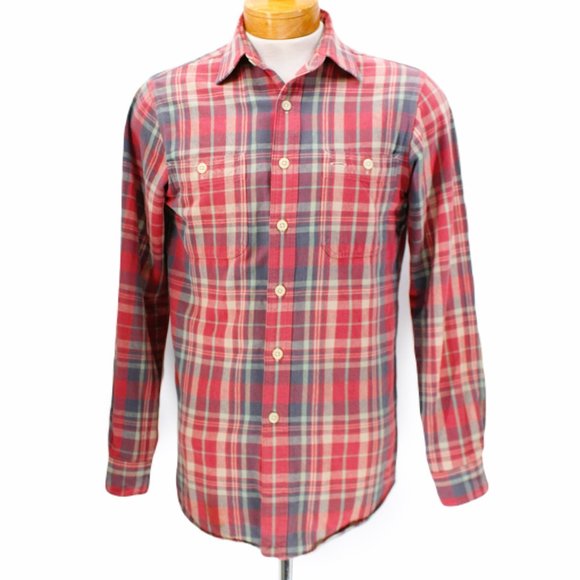 VTG Polo Ralph Lauren Shirt Cotton  Flannel Plaid Button Up Long Slv Men's Small - Picture 1 of 16
